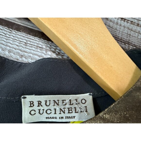 Brunello Cucinelli 100% Silk Sleeveless top Dress sz XL color bronze NWOT $2495 - Picture 2 of 6
